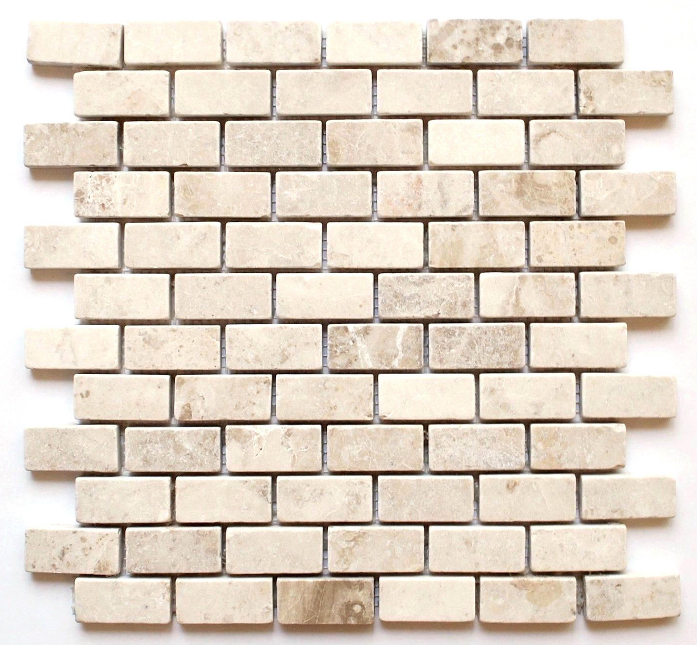 1×2 Botticino Tumbled Aged Marble Mosaic Tile Backsplash Wall Kitchen Bath