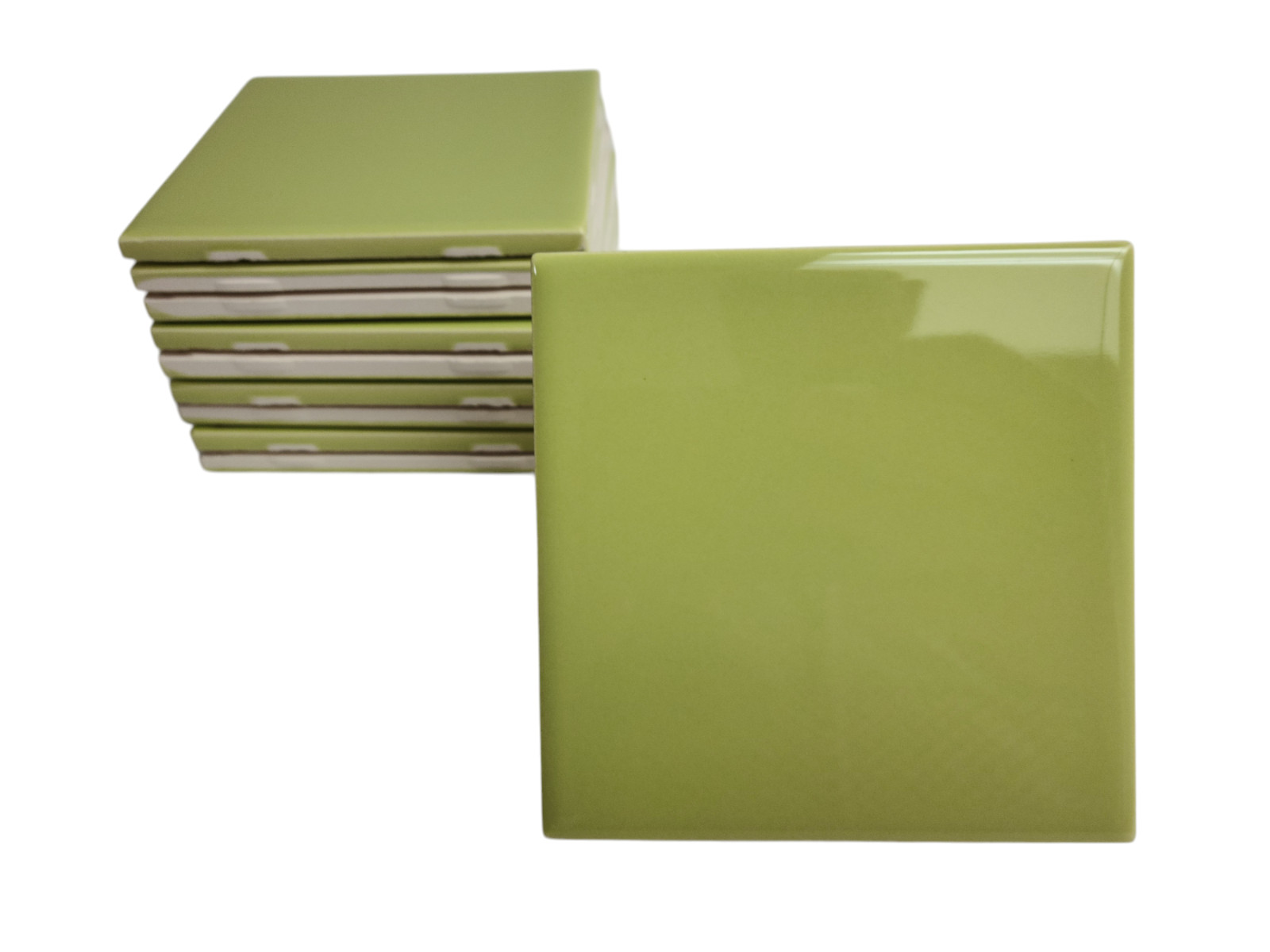 Lime Green Ceramic Tile Shower Backsplash 4.25 in Subway Mid Century Modern
