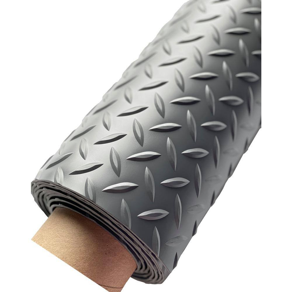 Diamond Tread 5 Ft. X 10 Ft. Slate Grey Commercial Grade Vinyl Garage Flooring C