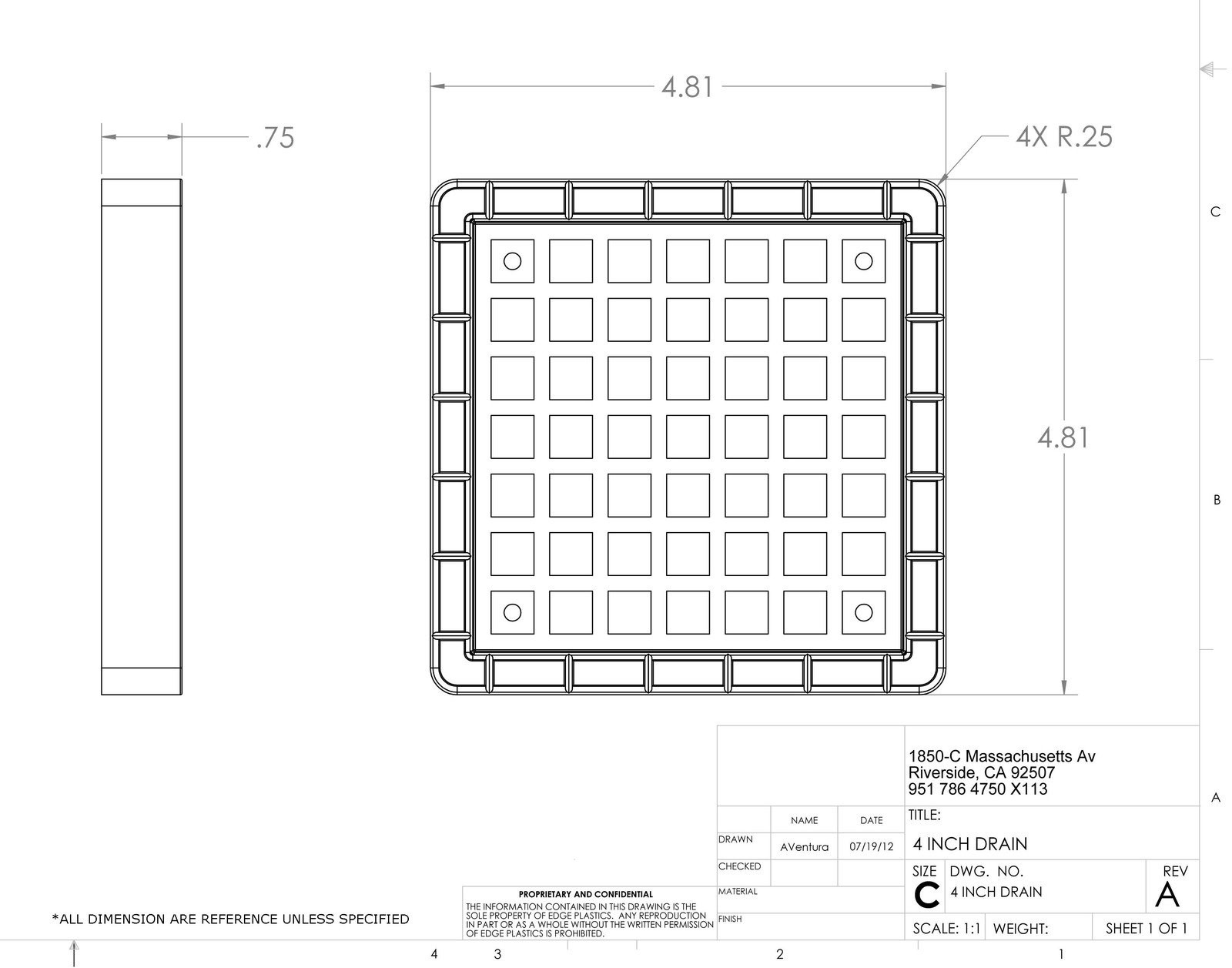 Tile Drain Insert 5 in Square Shower Drain Available In 4 Colors, Made in the US