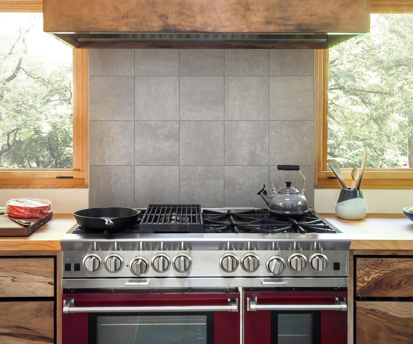 W&S 1-Sheet Peel and Stick Floor Tile, Warm Grey Stick on Backplash for Kitch…