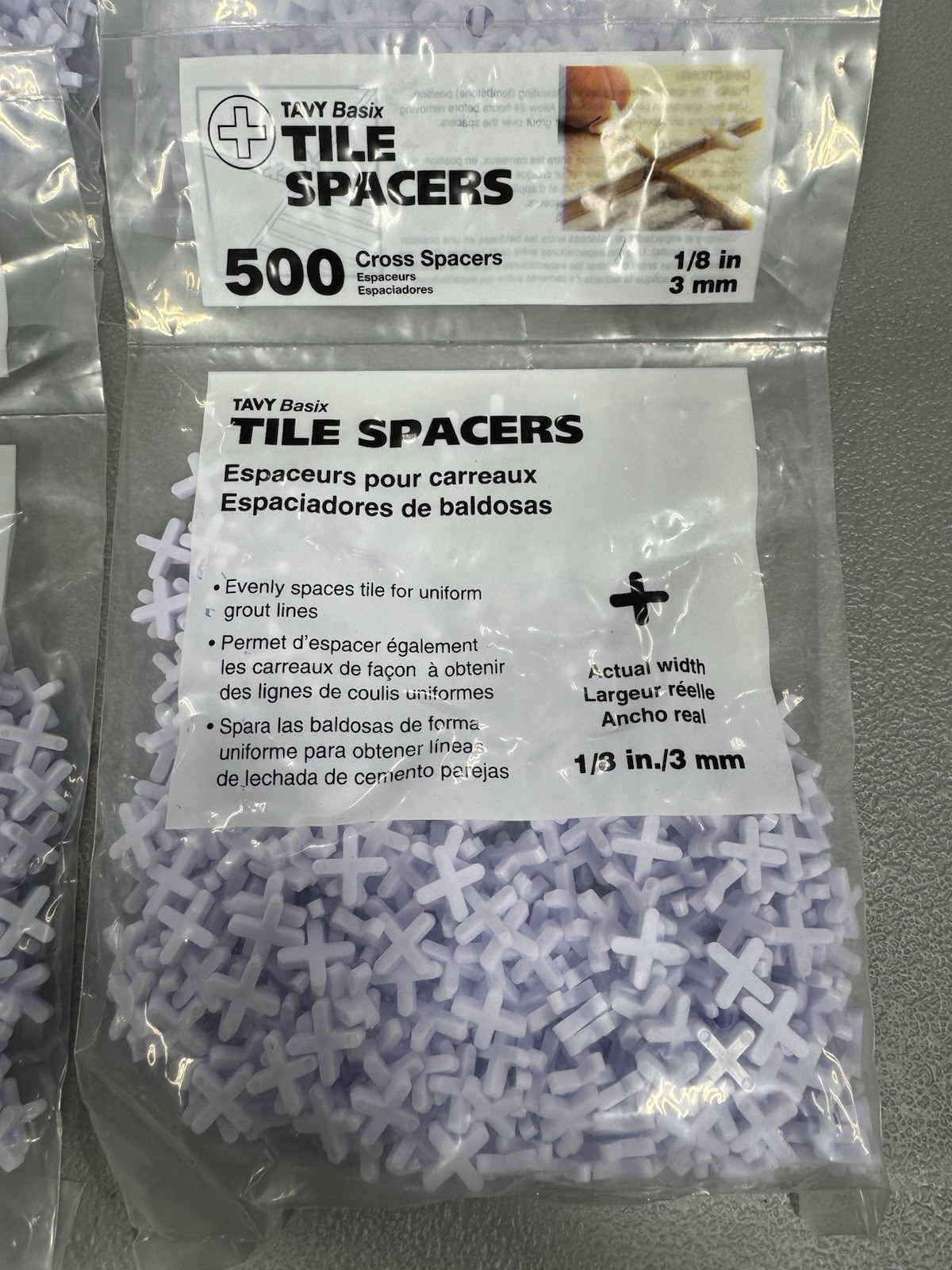 LOT OF 5 – TAVY BASIX Tile Cross #5454 Spacers 1/8″ 3mm – 500 count