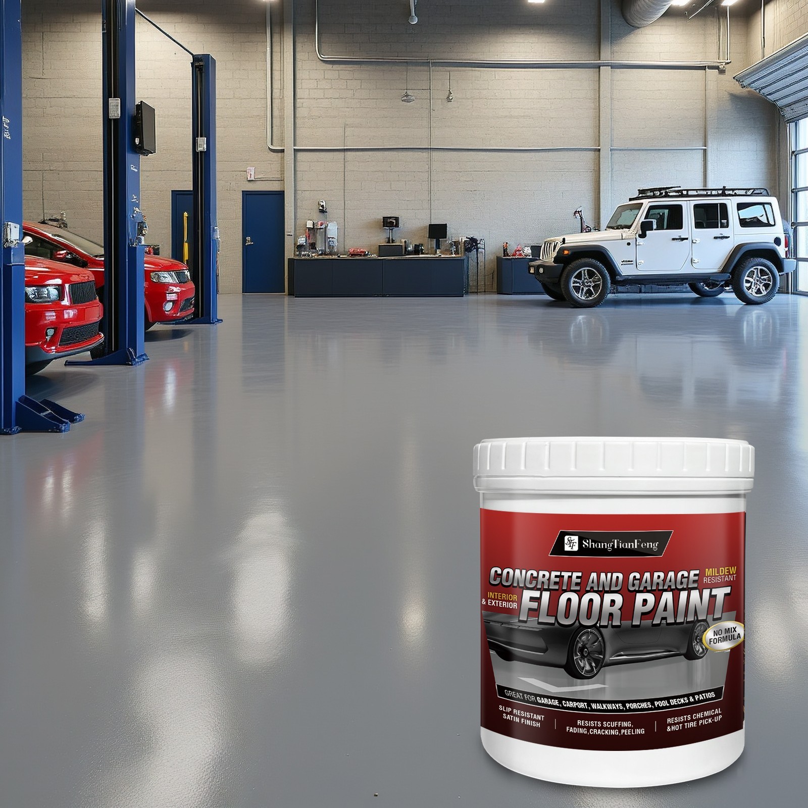 Epoxy Floor Paint Kit – Acrylic Concrete Coating for Garage Living Room 1 Gallon