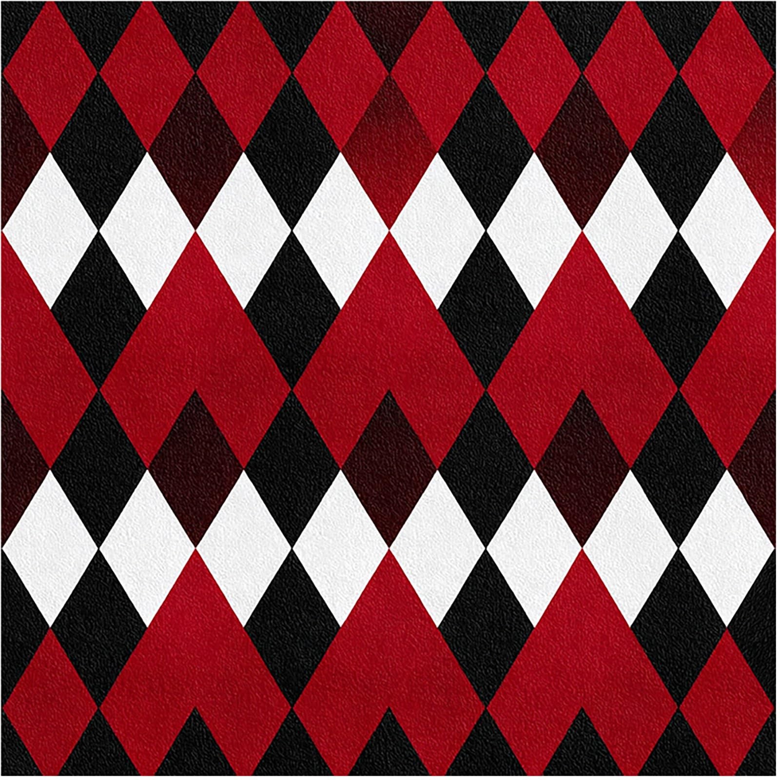 Peel and Stick Vinyl Floor Tiles, 11.8″x11.8″ Red & Black Argyle Pattern, 10-…