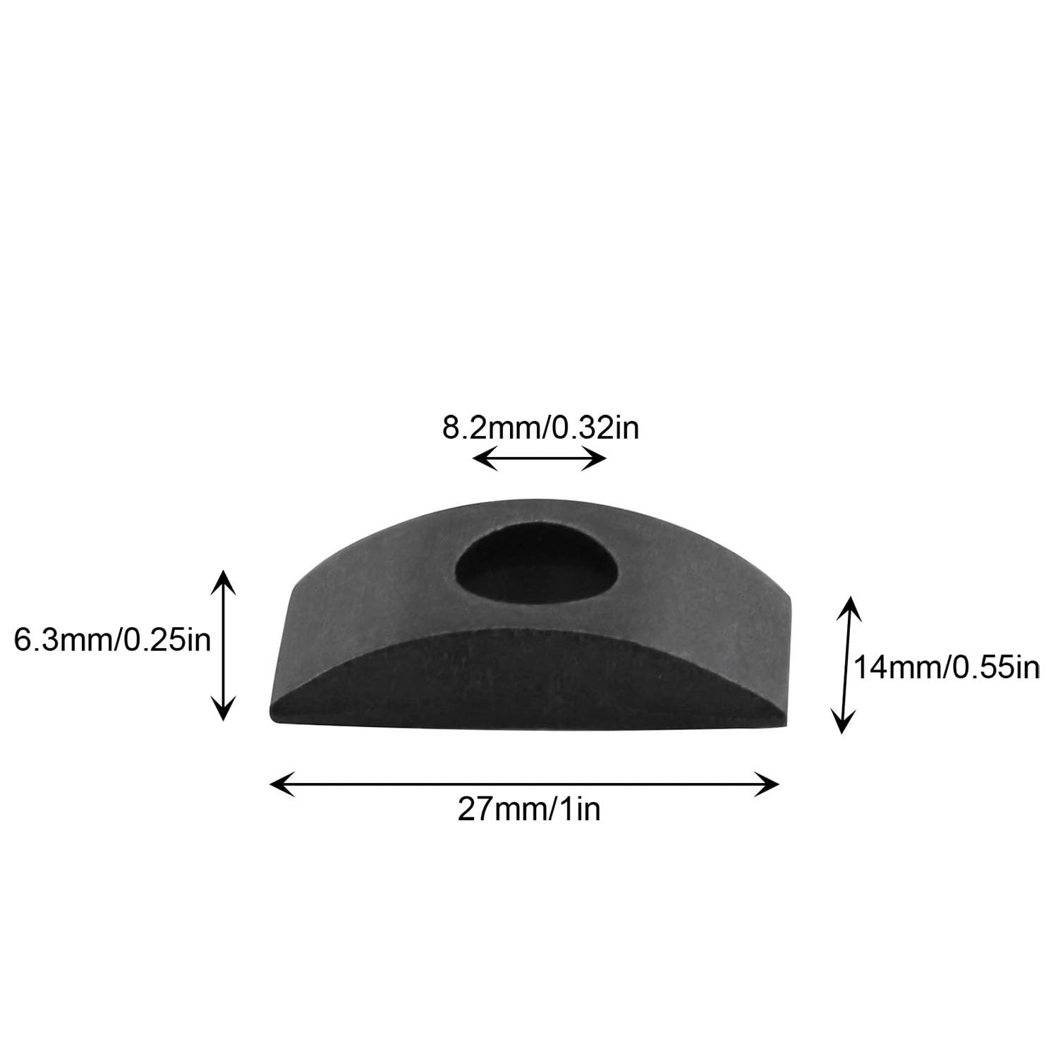 JCBIZ 12PCS Black M8 Solid Half Moon Nuts Washer 27mm x 14mm x 6.3mm, black