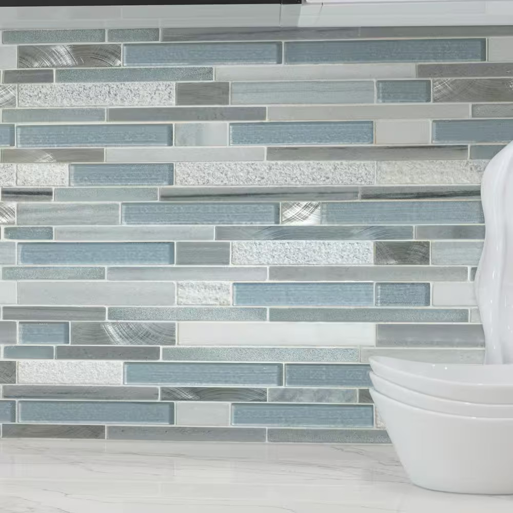Harlow Interlocking 12 In. X 12 In. X 0.31 In. Glass/Stone/Metal Mesh-Mounted Mo