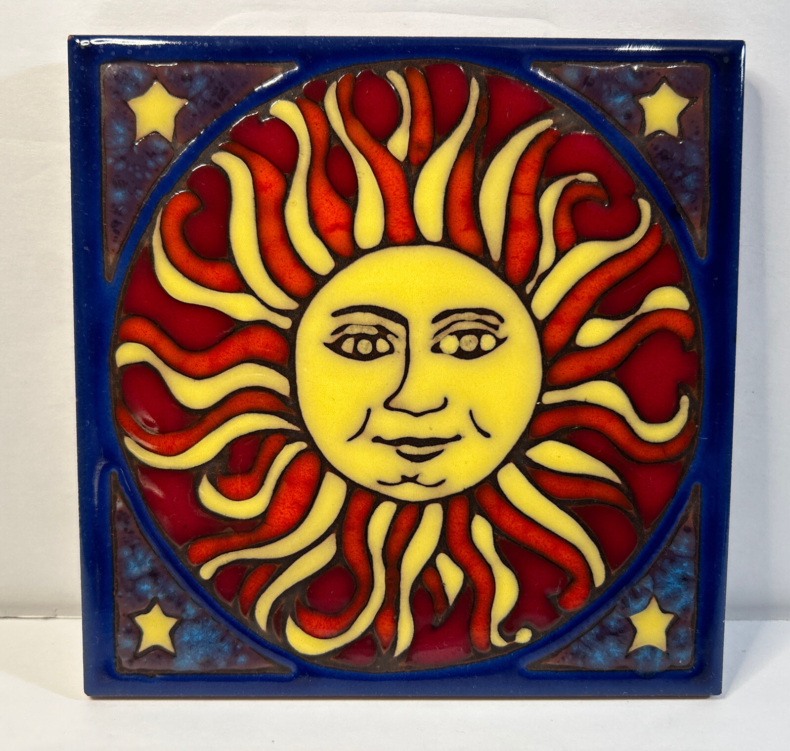 Sun Ceramic Tile Hot Plate Wall Decor Kitchen Tile Handpainted L1