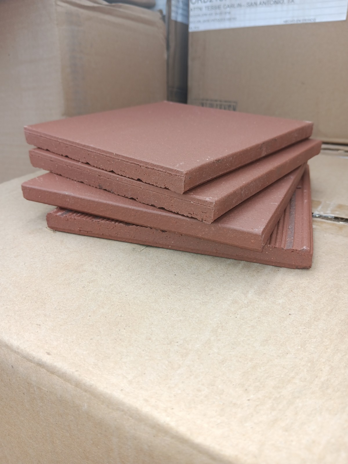 4 Tiles (1 Ft²) -Quarry Red Blaze Abrasive Floor and Wall Tile..Outdoor /Indoor