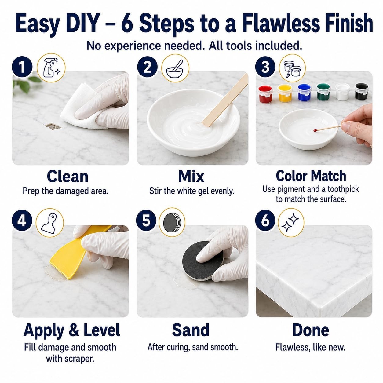 Quartz Countertop Repair Kit Color Match, Granite Marble Tile and Porcelain R…