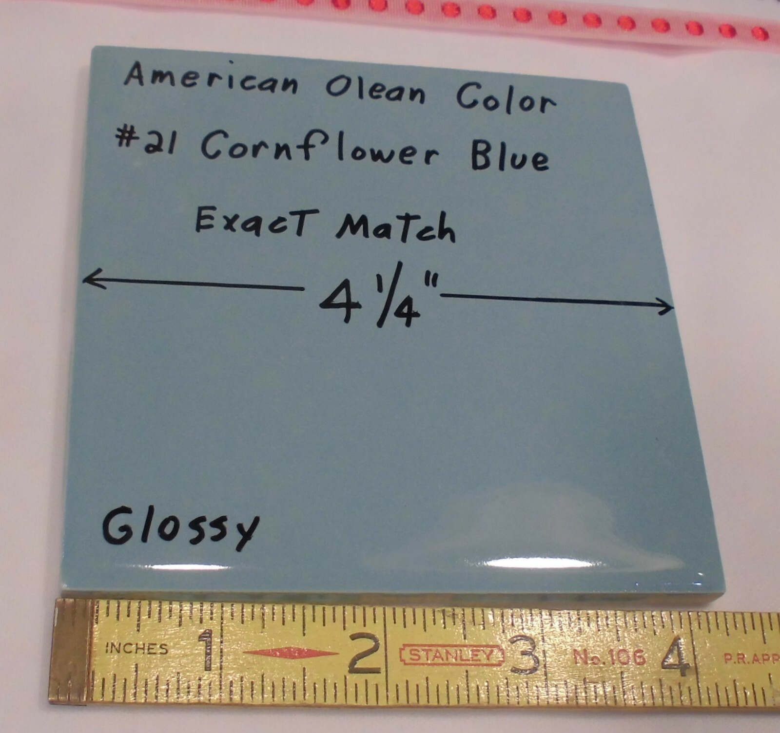 1 pc. Cornflower Blue Color 4-1/4″ Glossy Ceramic Tile: match American Olean #23