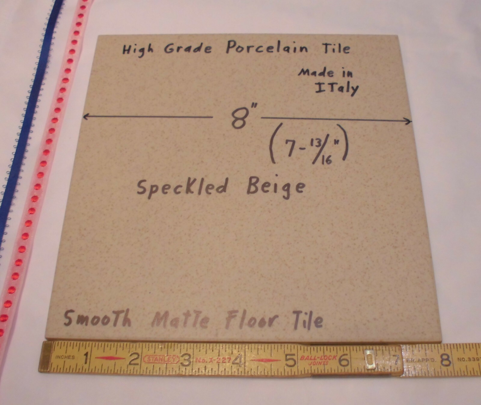 1 pc. Speckled: Smooth Porcelain Floor Tile 8″ X 8″ Light Beige + Gold Specks