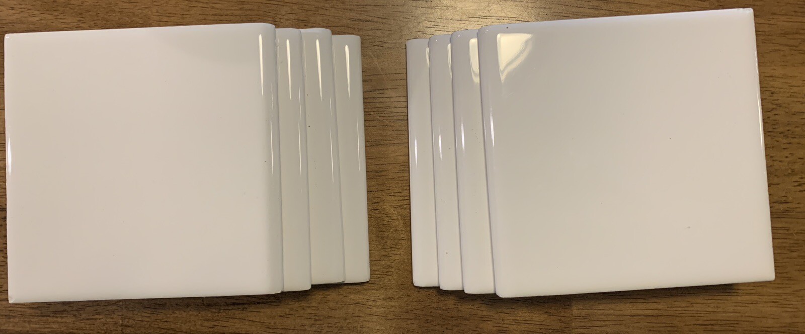4.25 x 4.25 White Semi-Gloss Ceramic Bullnose Transition Wall Tile Trim 8 pc