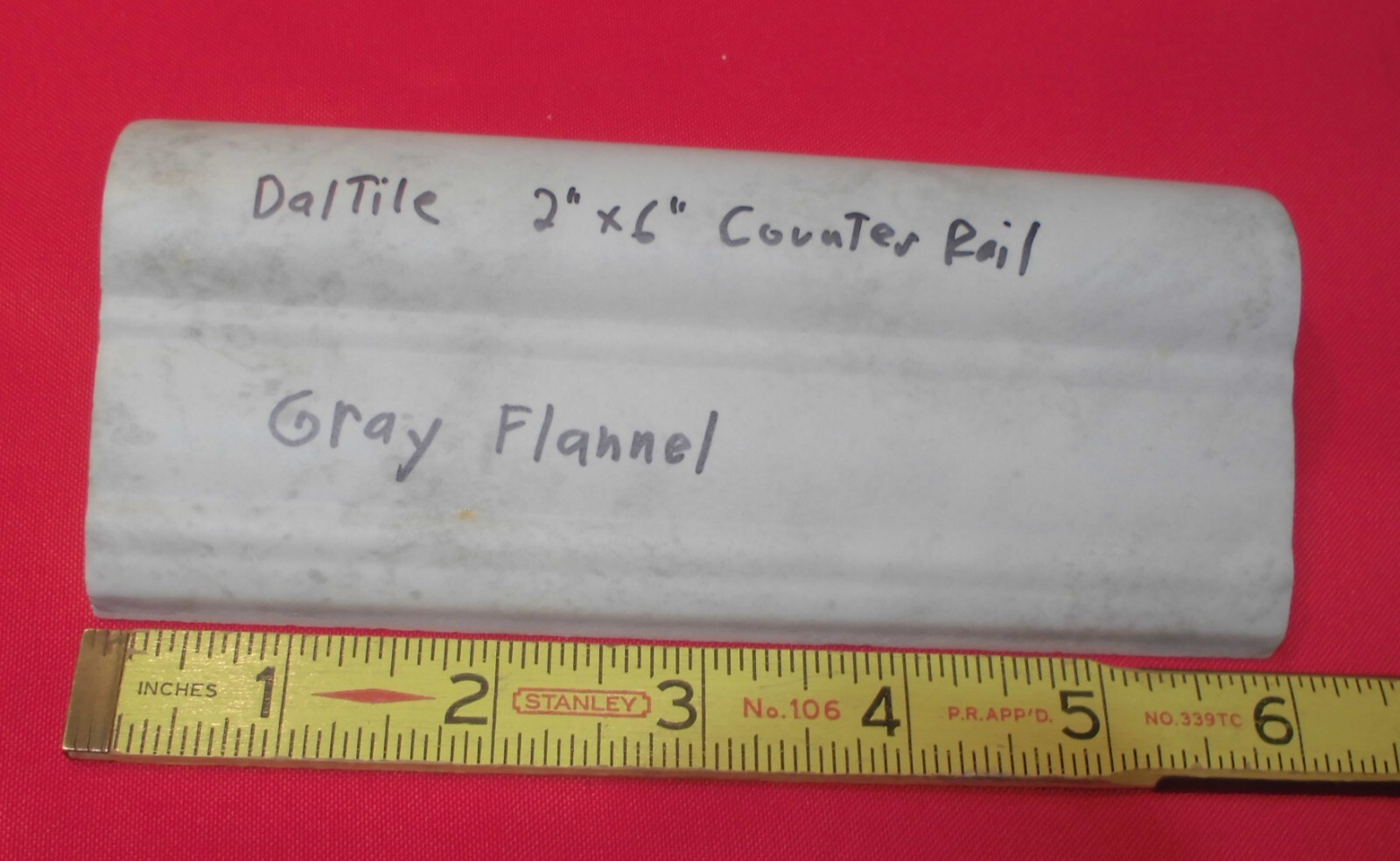 1 pc. Daltile: Light & Darker Grays: V-Cap Ceramic Trim Tile: Countertop-Edging