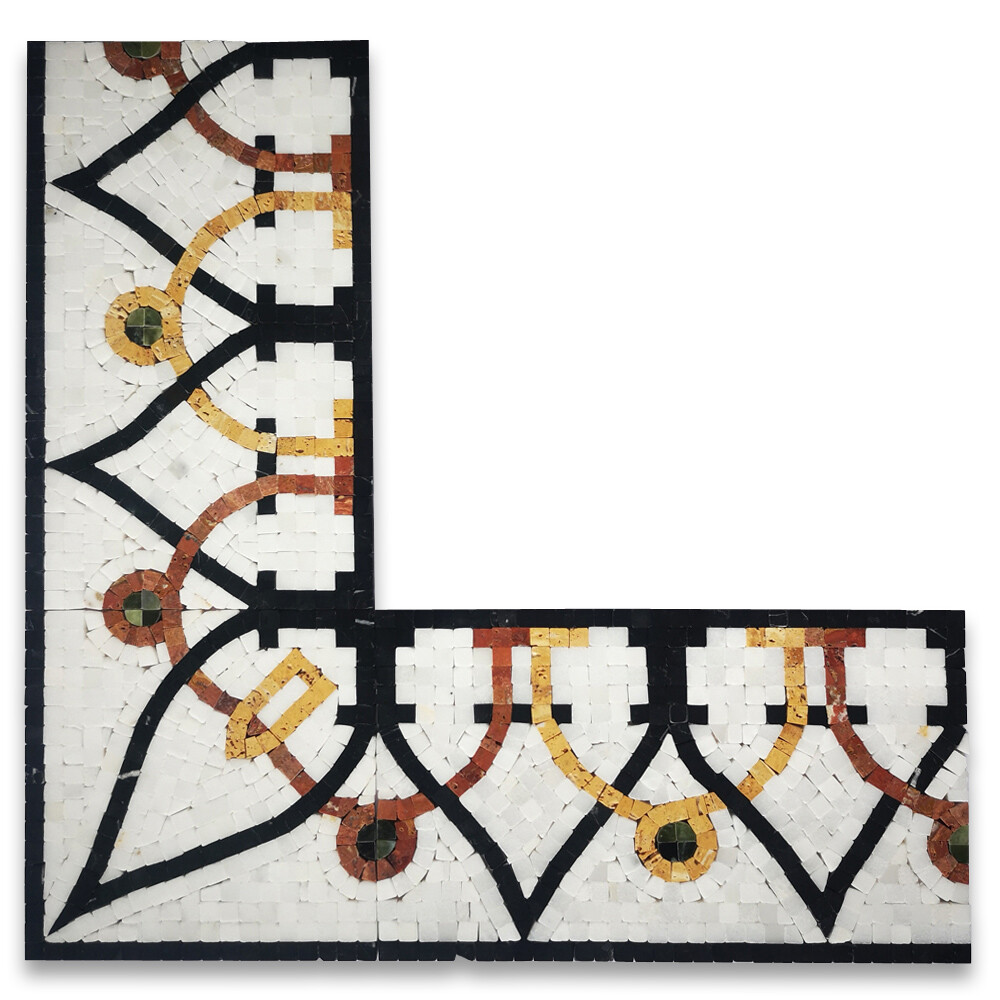 B0105P Charm Multi-color 7.1×11.8 Marble Mosaic Border Listello Tile Polished