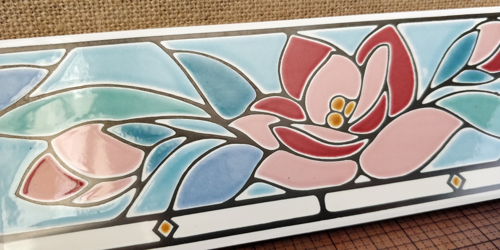 Multi color Flower Border Tile / Accent Tiles / Made in Italy – Hand-painted