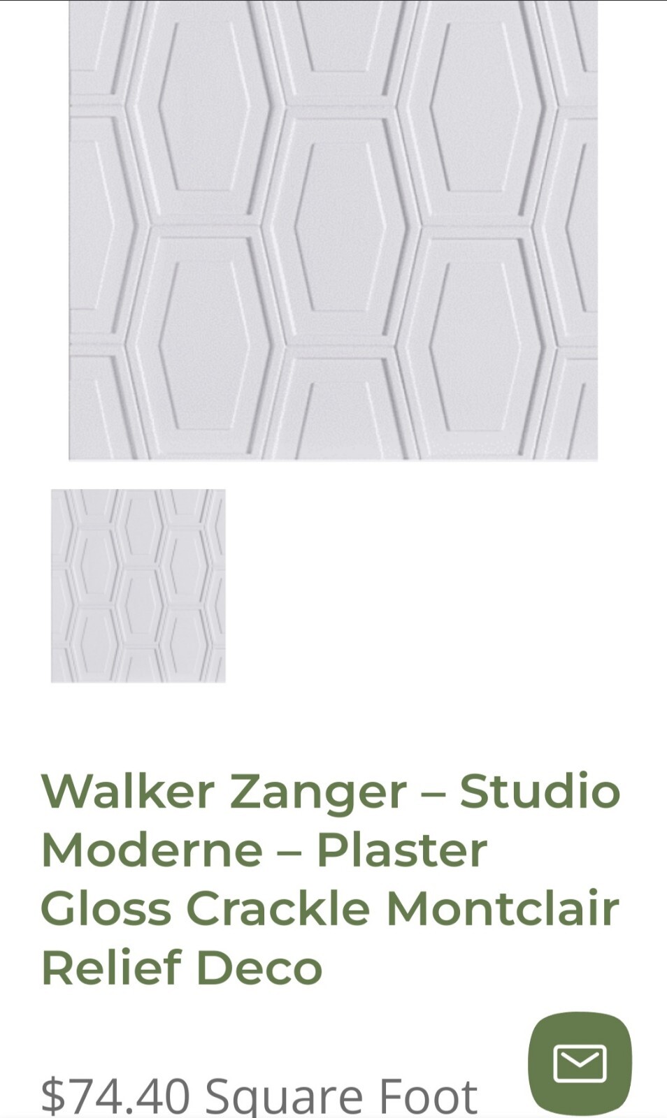 Walker Zanger Ceramic Tile Studio Moderne Plaster Gloss Crackle 1sf.=3 Tiles