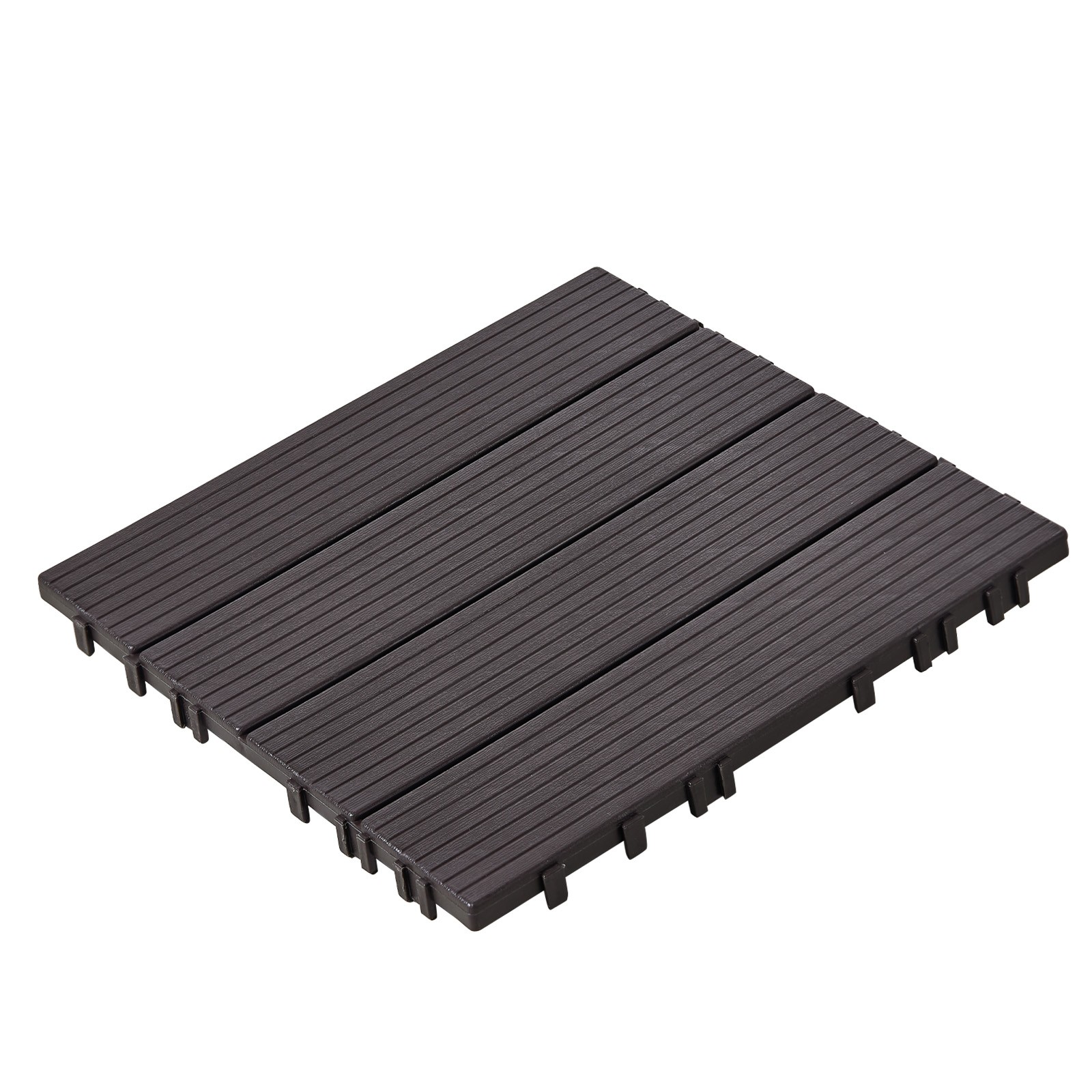 Interlocking Deck Tiles 10 Pack 12″x12″ Waterproof 10sq.ft Patio Dark Brown