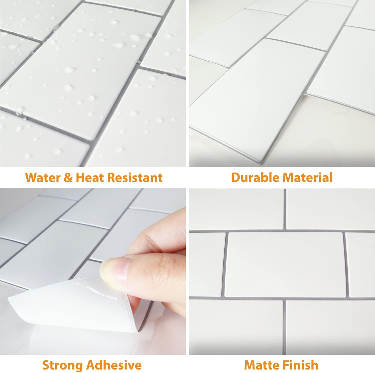 20 Sheets Peel and Stick Kitchen Backsplash Tile Stickers Self Adhesive Stick on