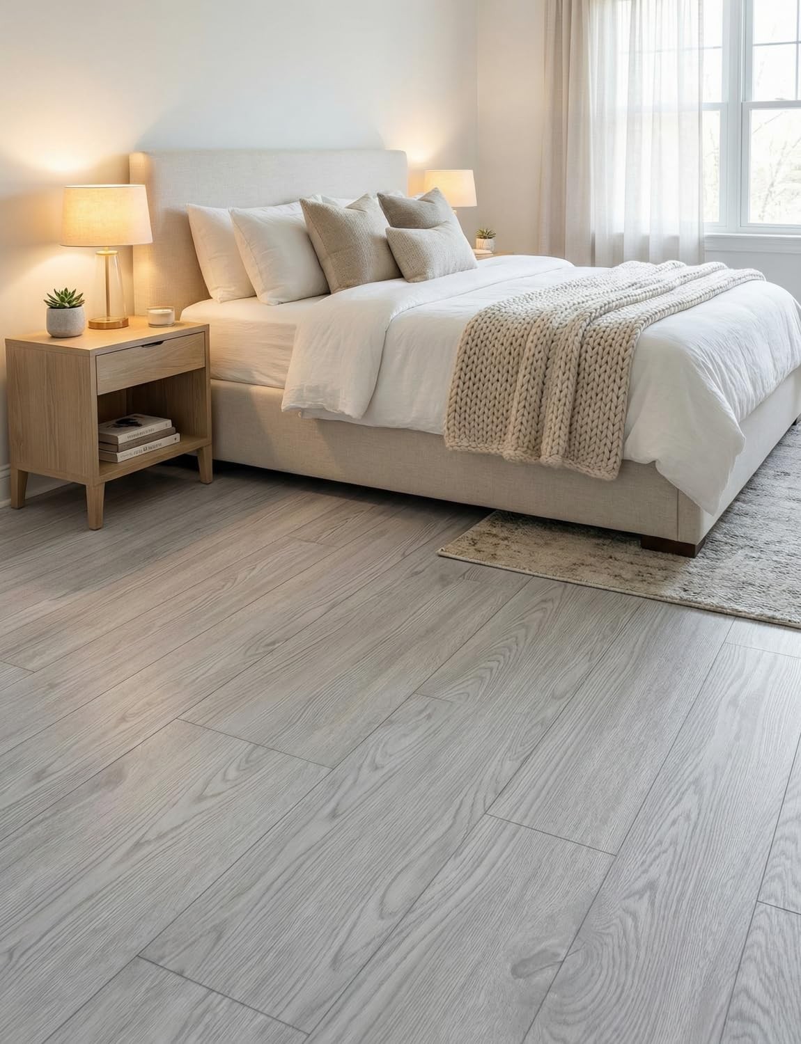 Paleish Grey Wood Peel And Stick Vinyl Flooring Roll 15.7 Inch x 10 FT