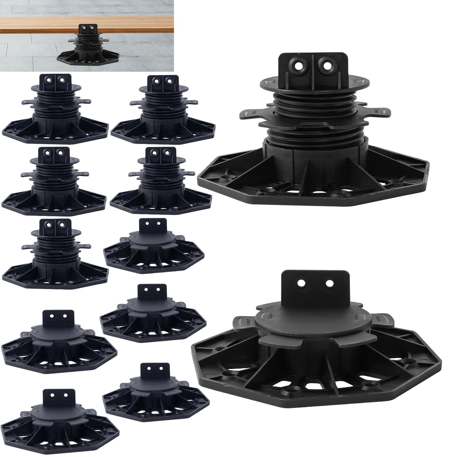 24PACK Adjustable Deck Support Pedestal, 1-3/16” to 2-3/4” Height, Deck Fou…