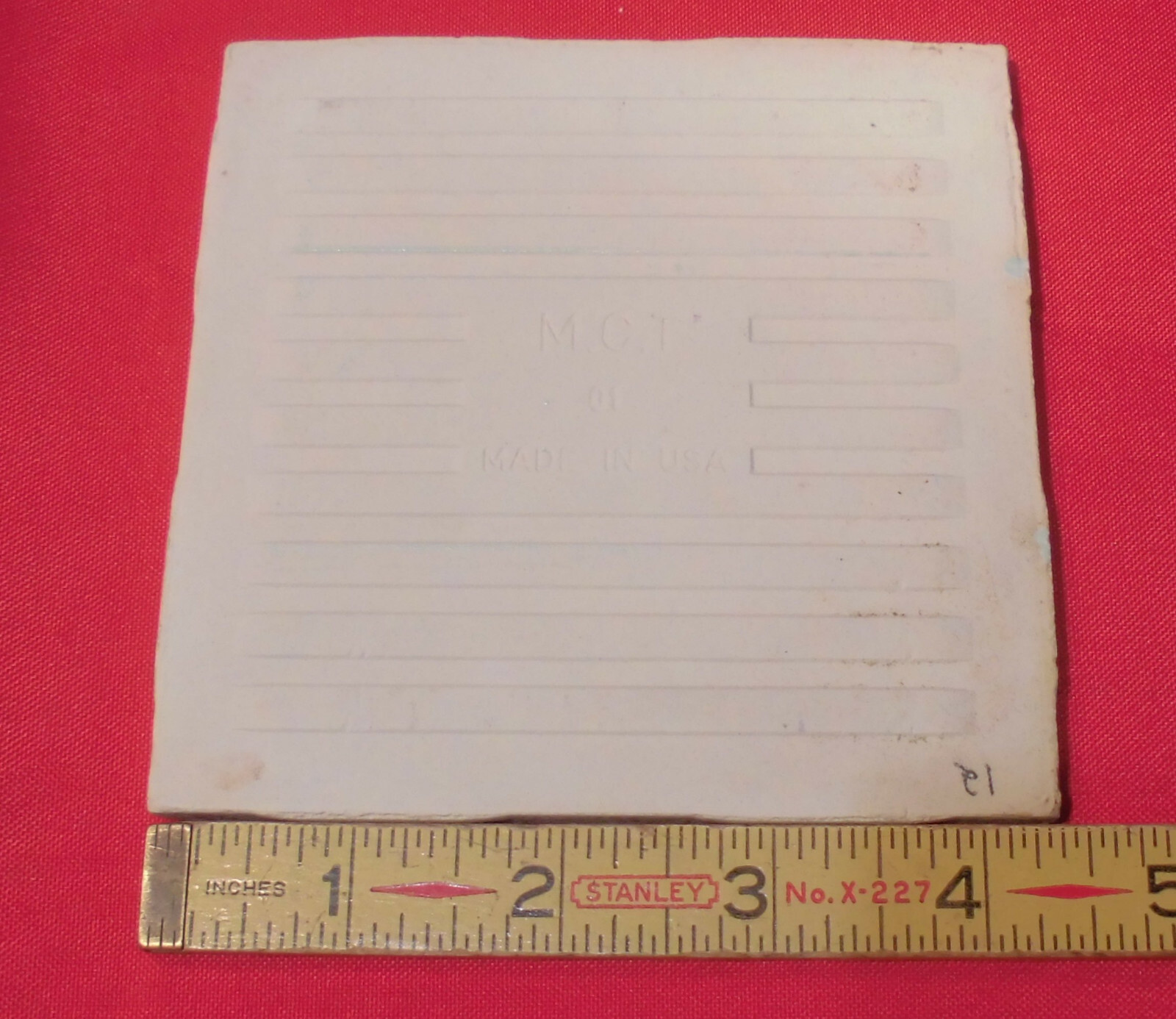1 pc. Vintage *Seafoam Green* Ceramic Tile 4-3/8 by M.C.T. by Mid-State Co. NOS