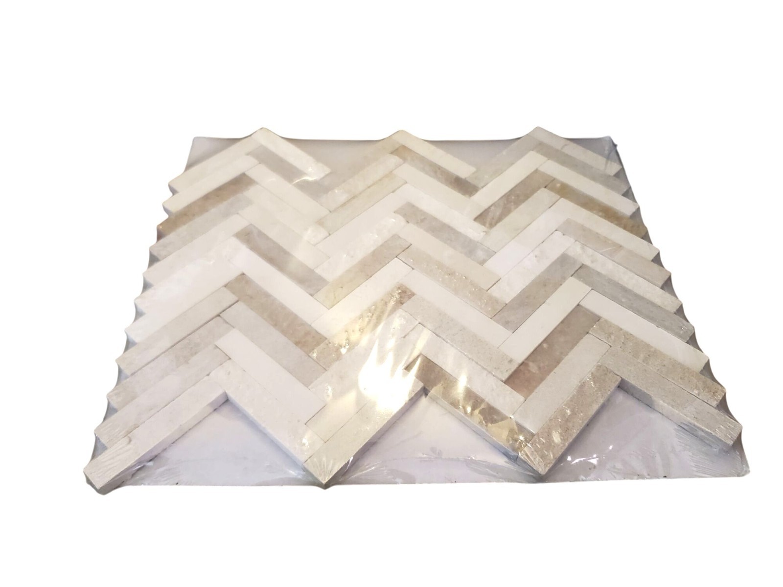 Daltile Beige Blend Chevron 10x12x0.31in Stone Mosaic Wall Tile 0.71 sqft 10 pcs