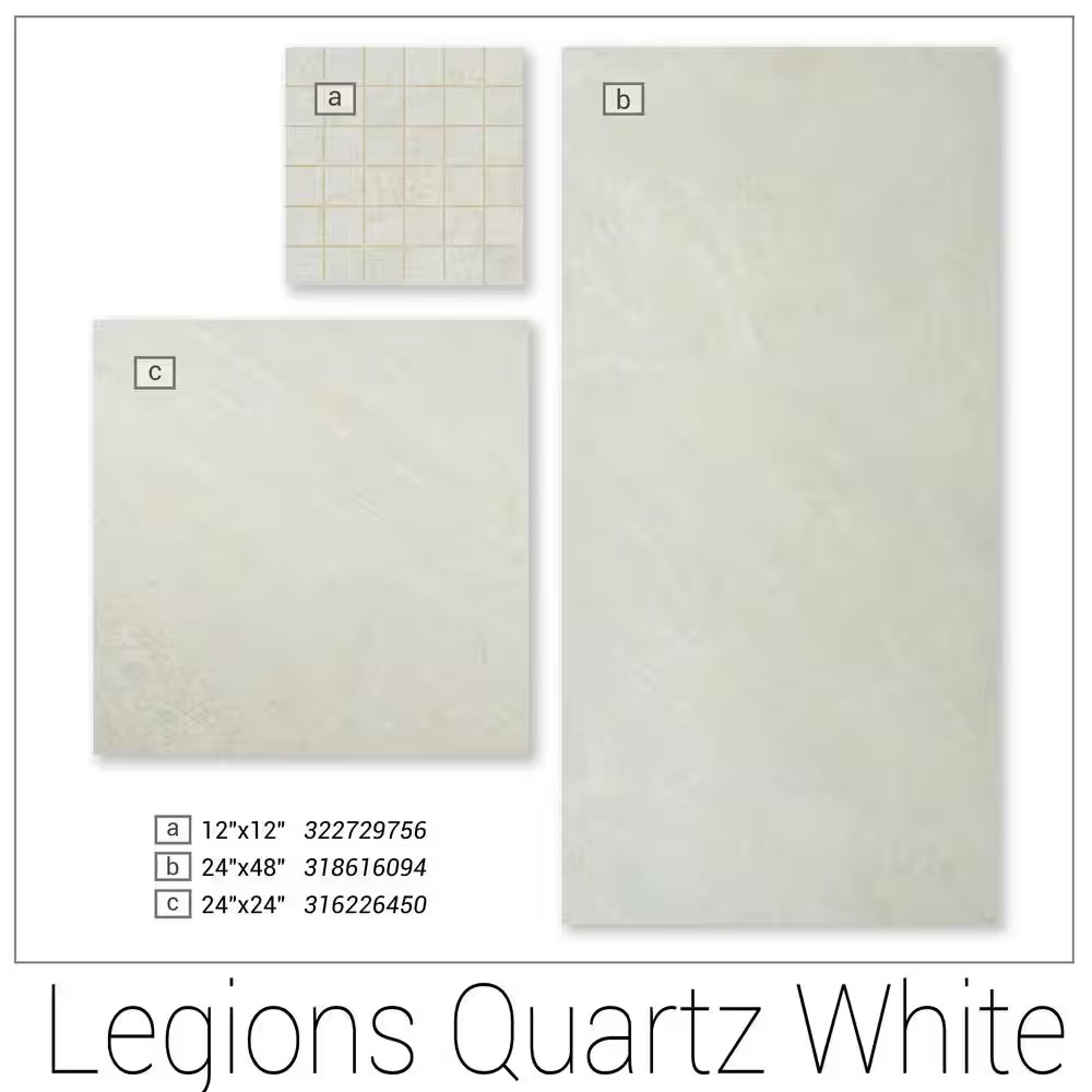 Quartz White 24 In. X 24 In. X 0.39 In. Matte Porcelain Quartzite Look Floor and
