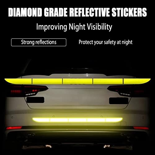Car Trunk Reflective Sticker, Strong Reflective Anti-Scratch Waterproof Yellow