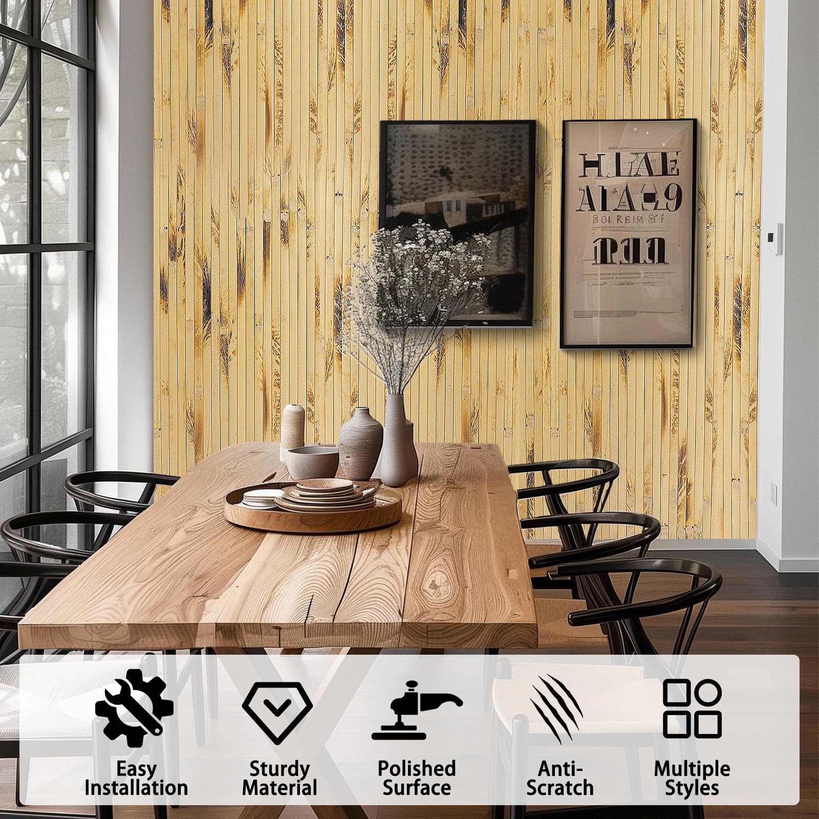 Bamboo Wall Panel for Interior Decoration Bamboo Pole Wrap Roll Natural Wains…