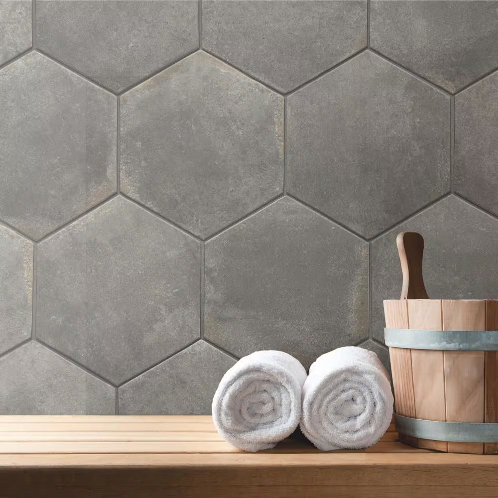 D’Anticatto Hex Notte 11 In. X 12-3/4 In. Porcelain Floor and Wall Tile (11.25 S