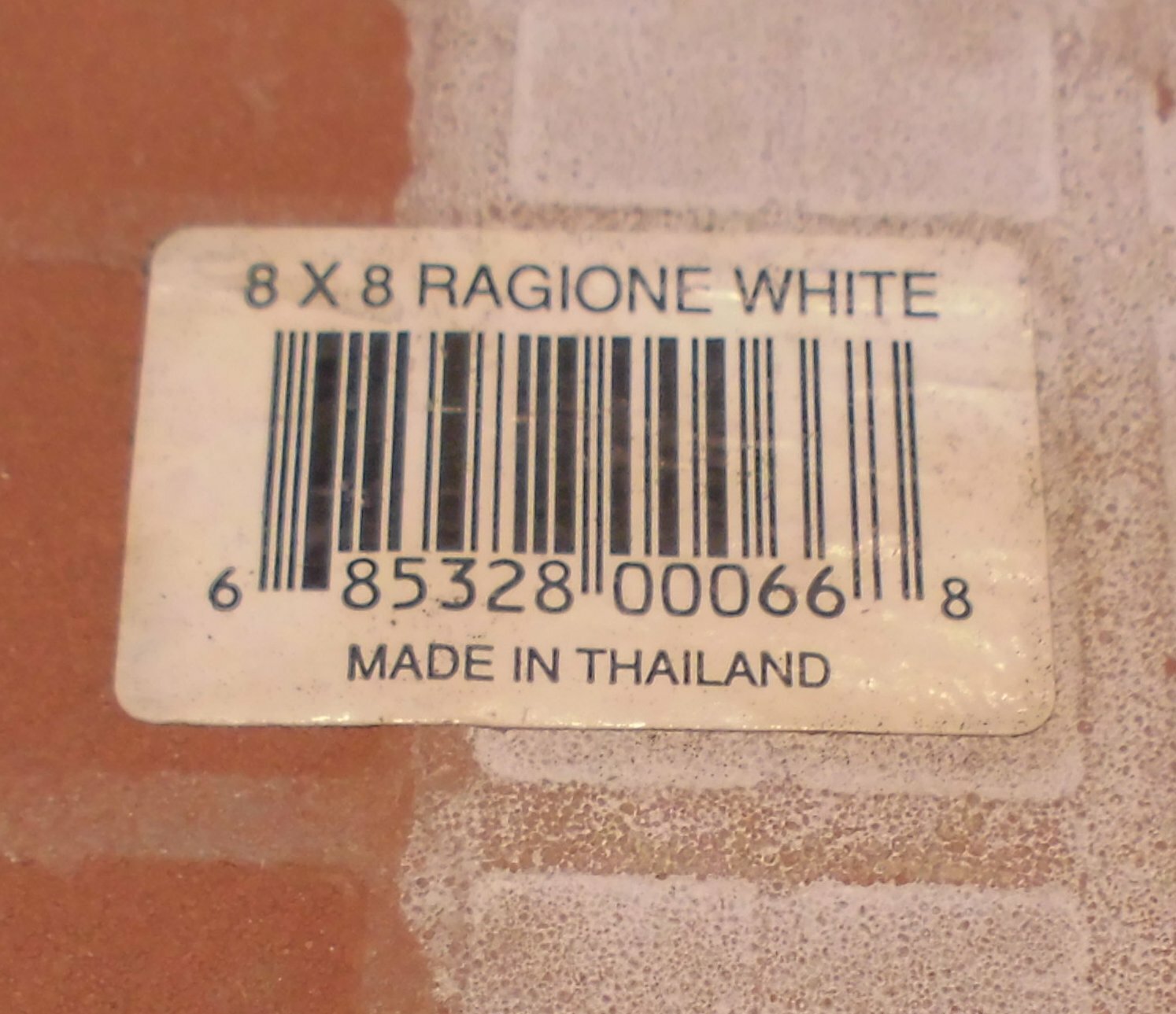 1 pc. *White* Ragione Ceramic Floor Tile 8″ Very Lightly Textured; almost smooth