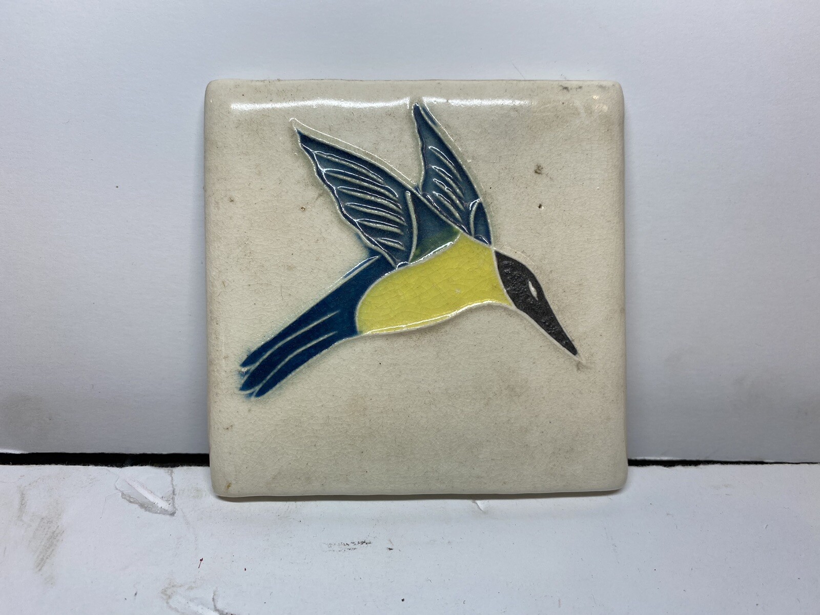 Vintage Ceramic Porcelain Kiln Fired Floral 4” Tile