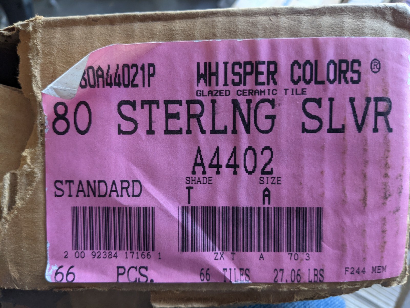 2 pcs of American Olean Tile Mud Bullnose 4 1/4″ Sterling Silver Matte no. 80