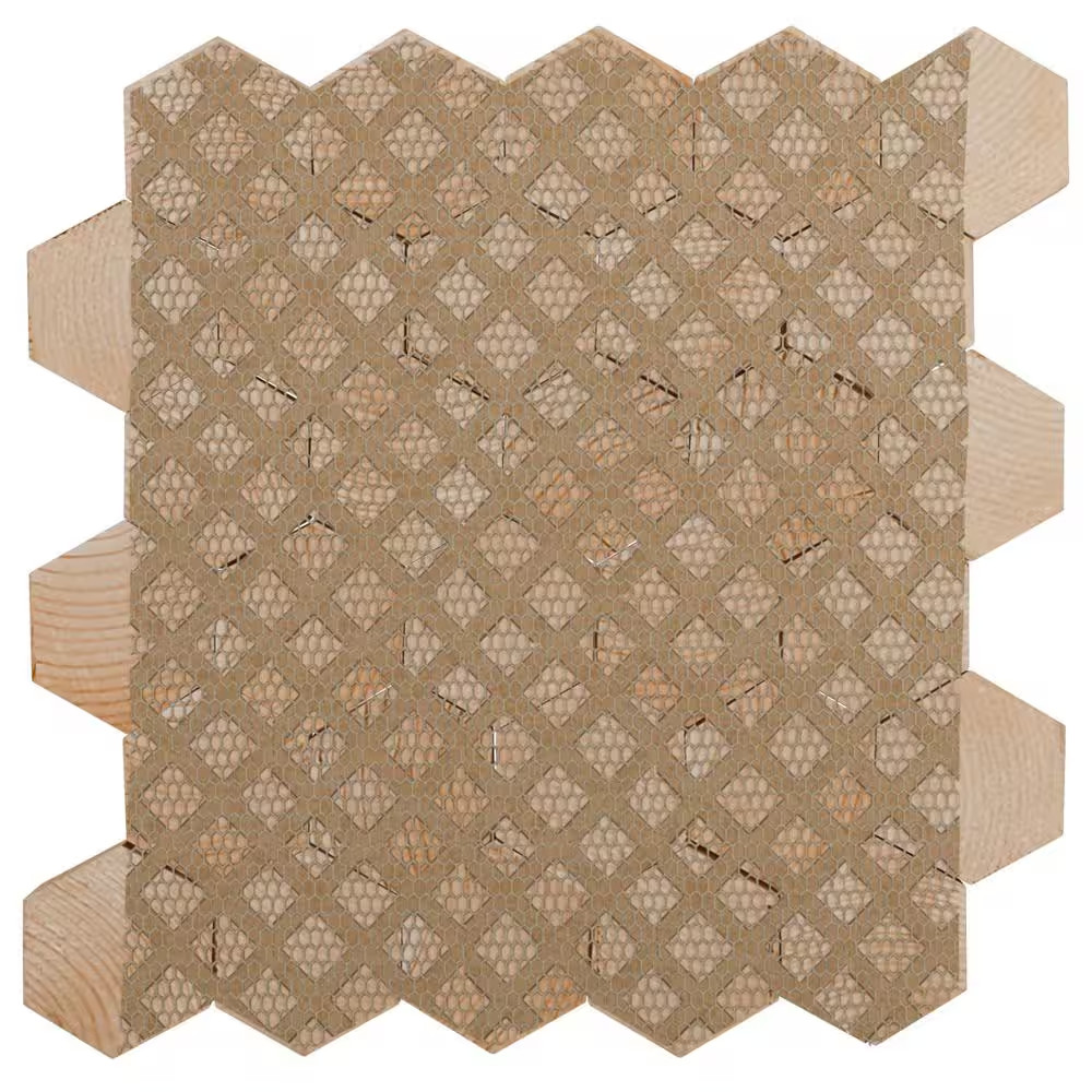 11-7/8 In. W X 11-7/8 In. H X-1/2 In. P Small Honeycomb Wood Mosaic Wall Tile, P