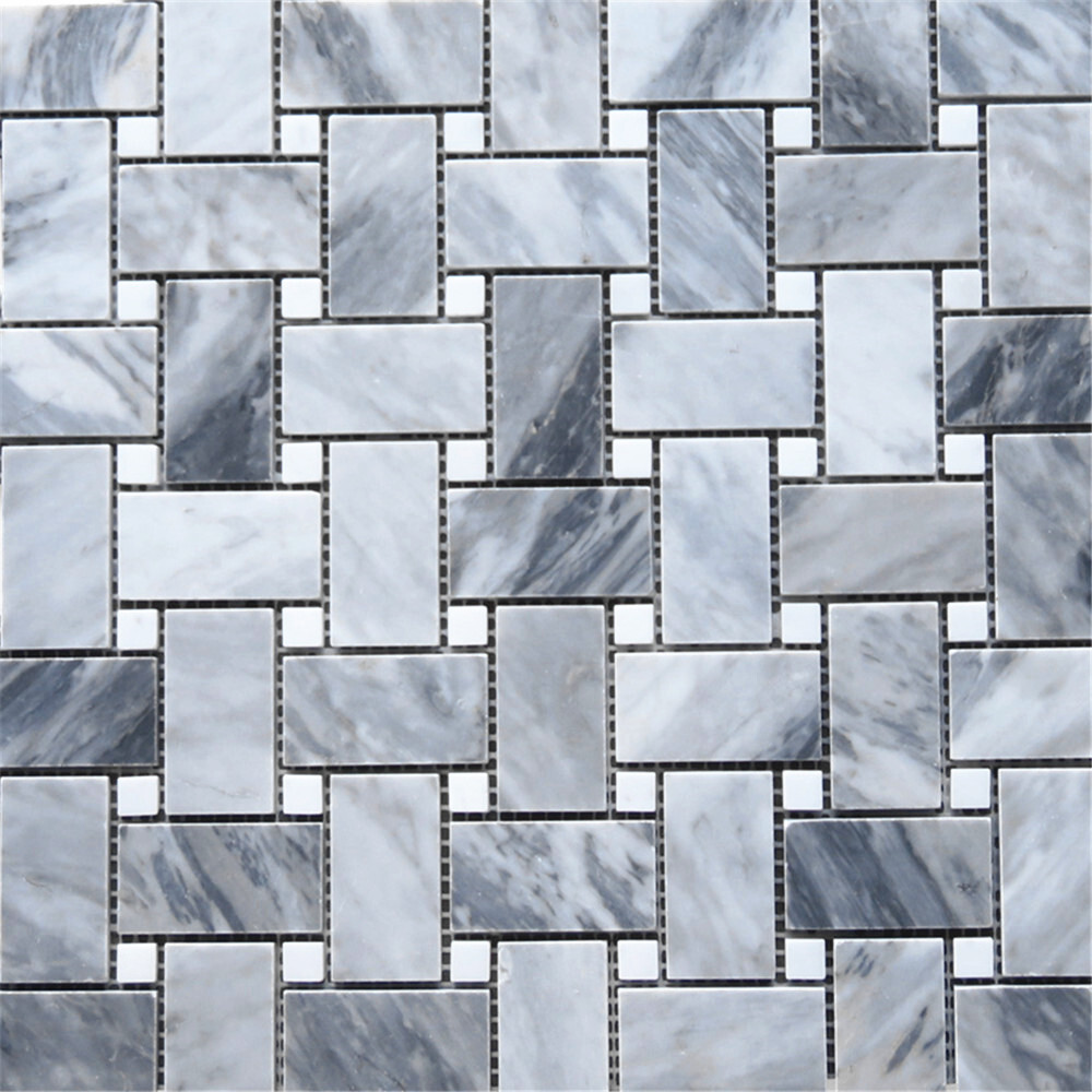 K650XH Bardiglio Gray Dark Grey Marble 1×2 Basketweave Mosaic Tile Honed