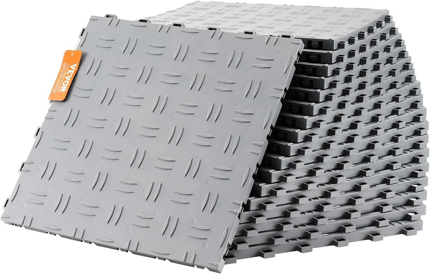 Garage Floor Tiles 12×12 inch Silver Interlocking Non-slip 25 Pack