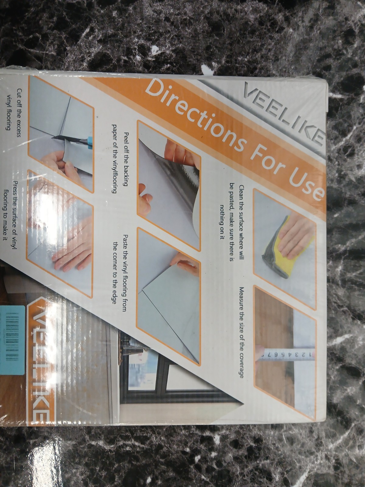 VEELIKE Peel & Stick Waterproof Vinyl Floor Tile Marble Beige 12×12 10pk
