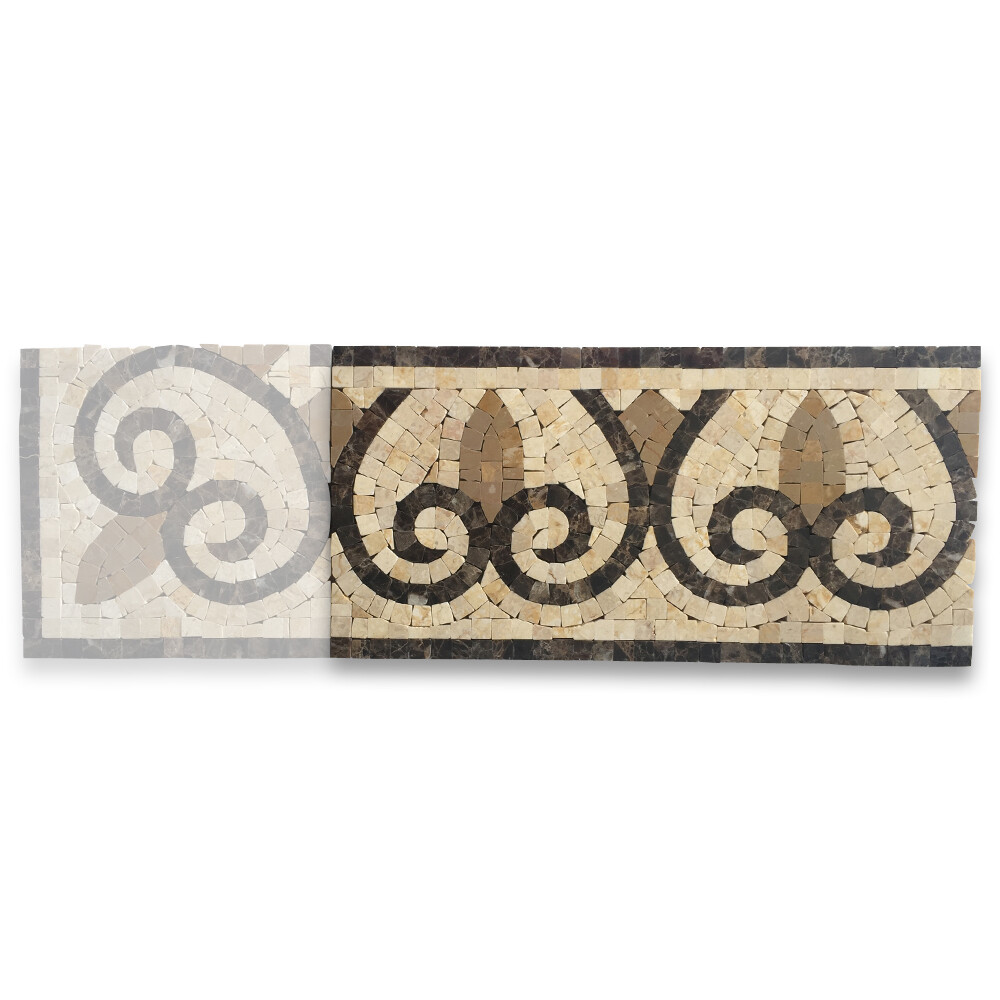 B0077P Marble Mosaic Border Listello Accent Tile Chandelier Emperador 5.9×12