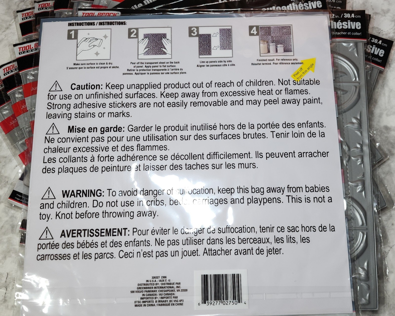 Tool Bench Self-Adhesive Wall Tile 12×12 Peel Stick Backsplash Lot Of 24 Silver