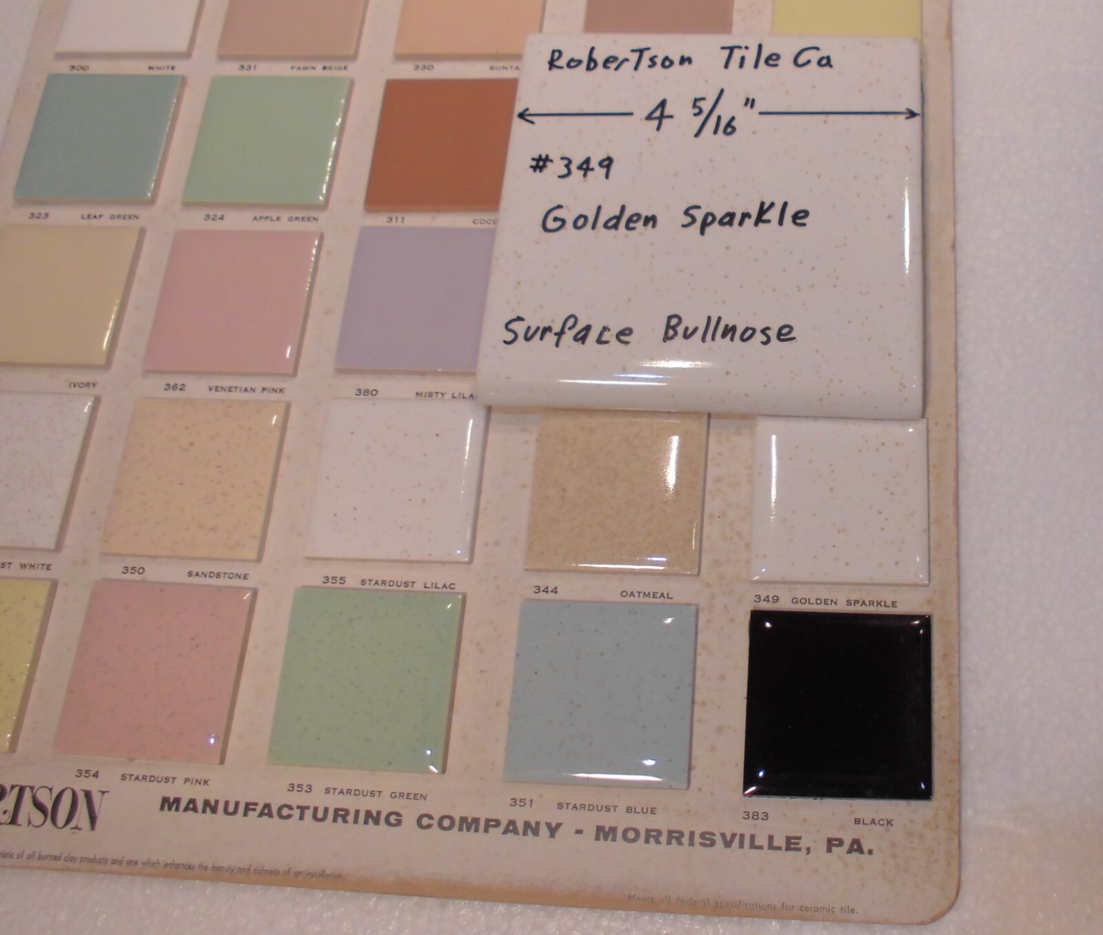 1 pc. Surface Bullnose; Golden sparkle: Glossy Ceramic Tile: Robertson 4-5/16″