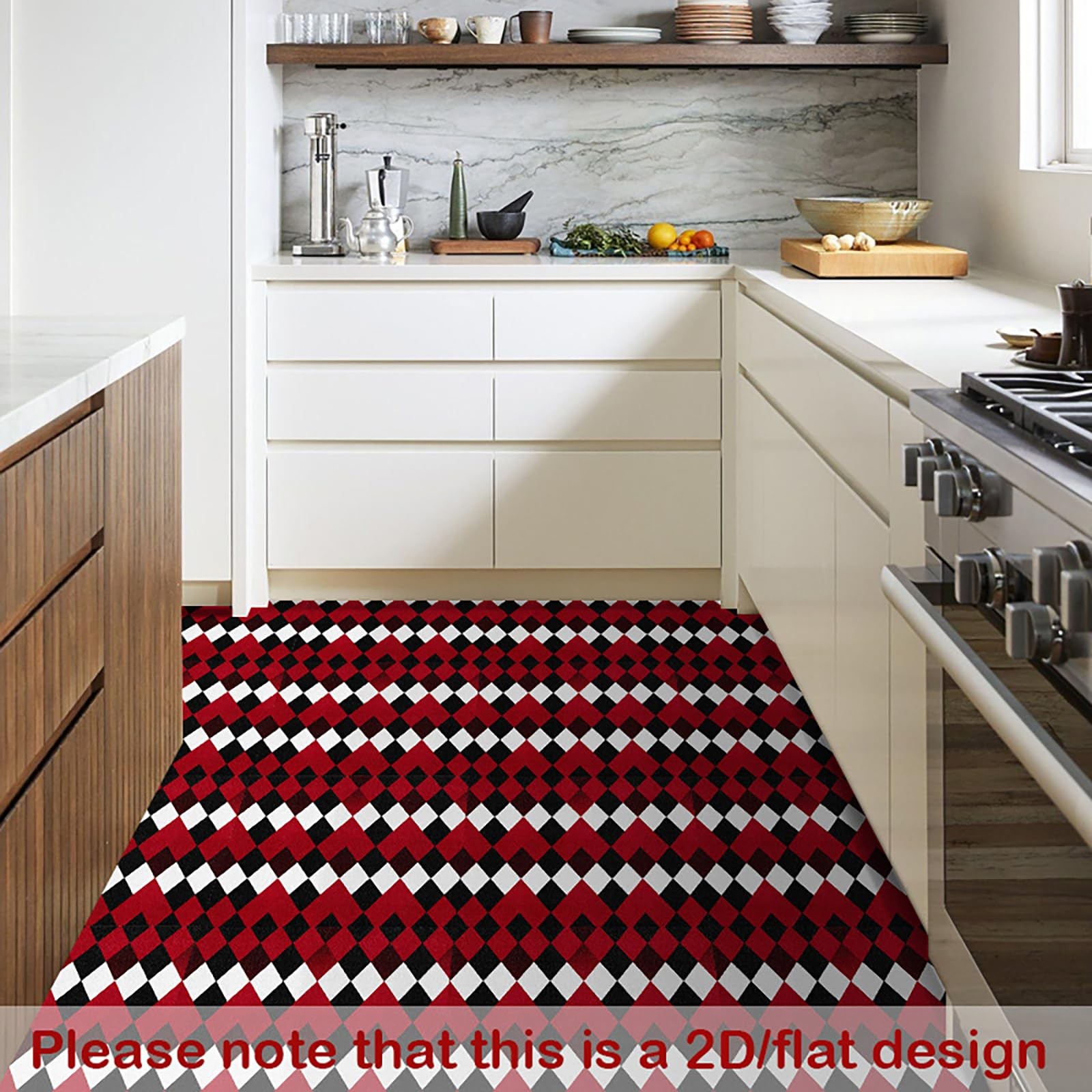 Peel and Stick Vinyl Floor Tiles, 11.8″x11.8″ Red & Black Argyle Pattern, 10-…