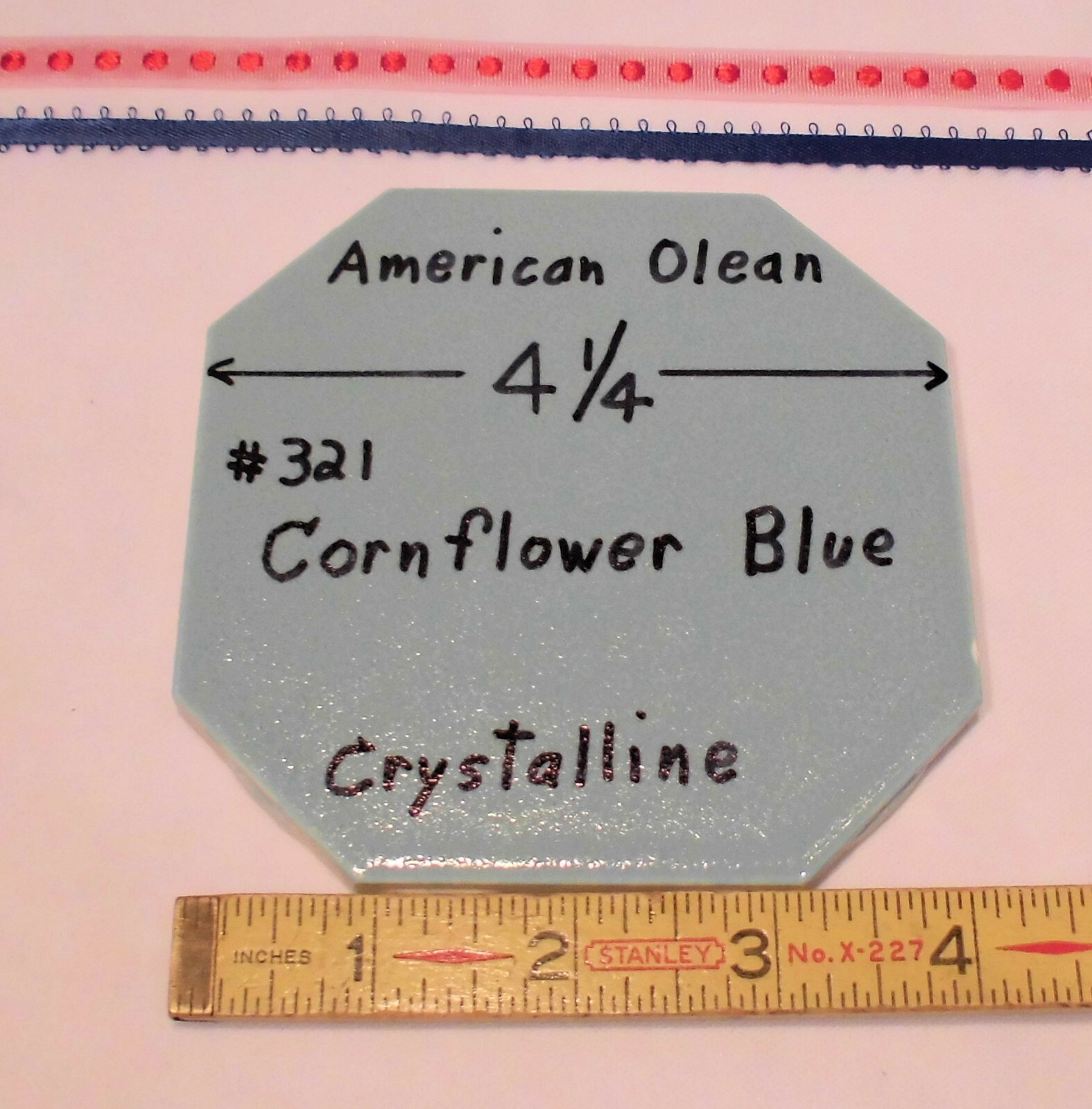 1 pc. Octagon Ceramic Tile 4-1/4″ *Cornflower Blue* Crystalline American Olean