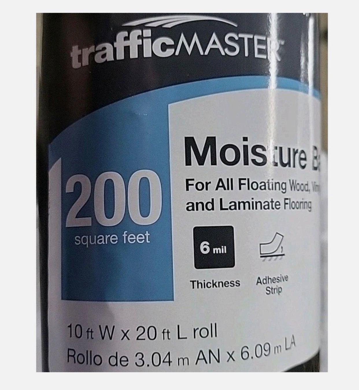 Moisture Barrier Underlayment, 200 Sq Ft 10′ x 20′ 6 Mil Vinyl Laminate Hardwood
