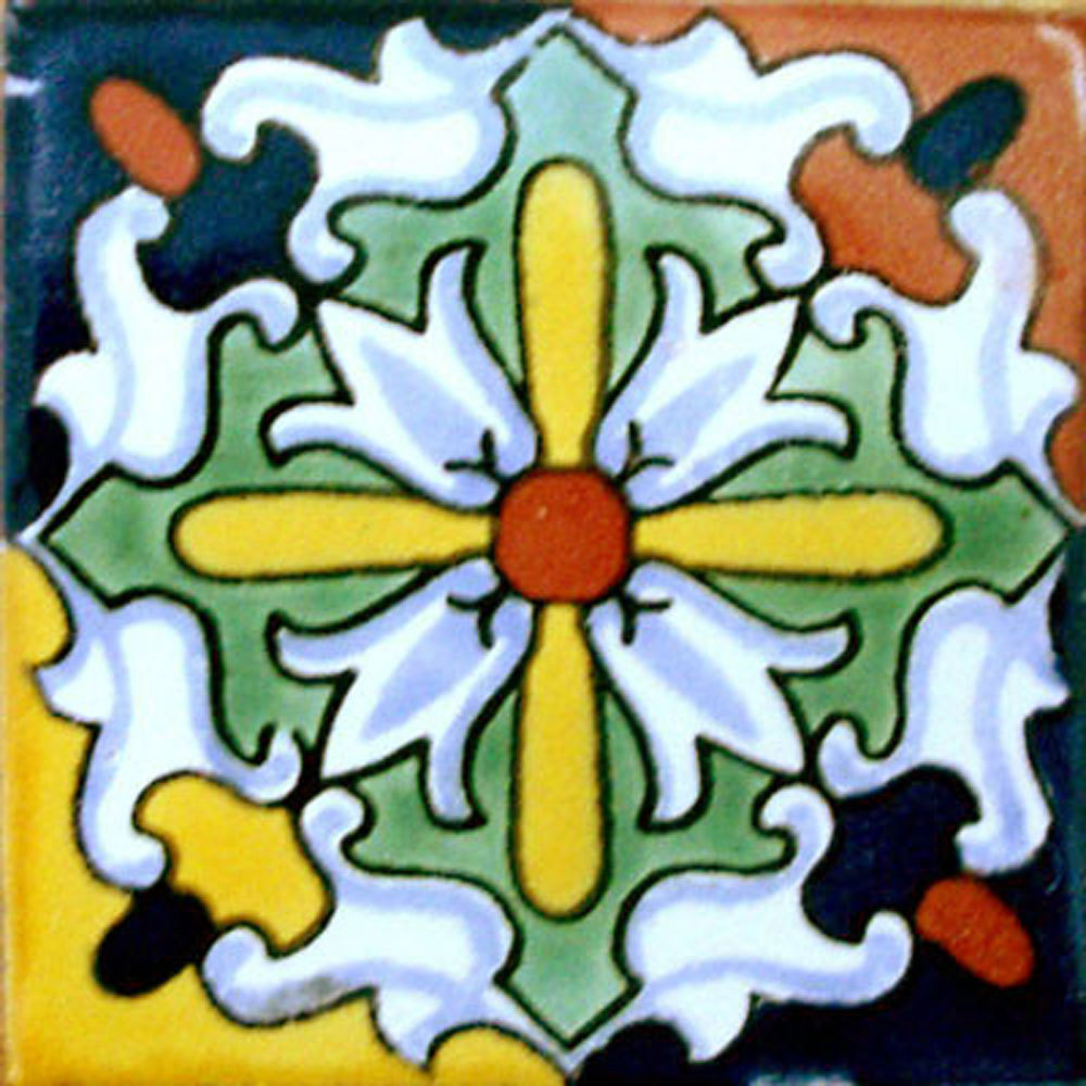 C#084) MEXICAN TILES CERAMIC HAND MADE SPANISH INFLUENCE TALAVERA MOSAIC ART