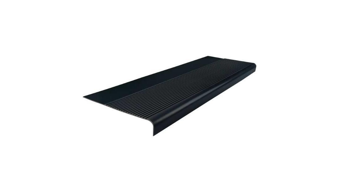 ROPPE 42811P100 Roppe 12-1/4 X 3.5 Ft Black Ribbed Rubber Round Nose Stair Tread