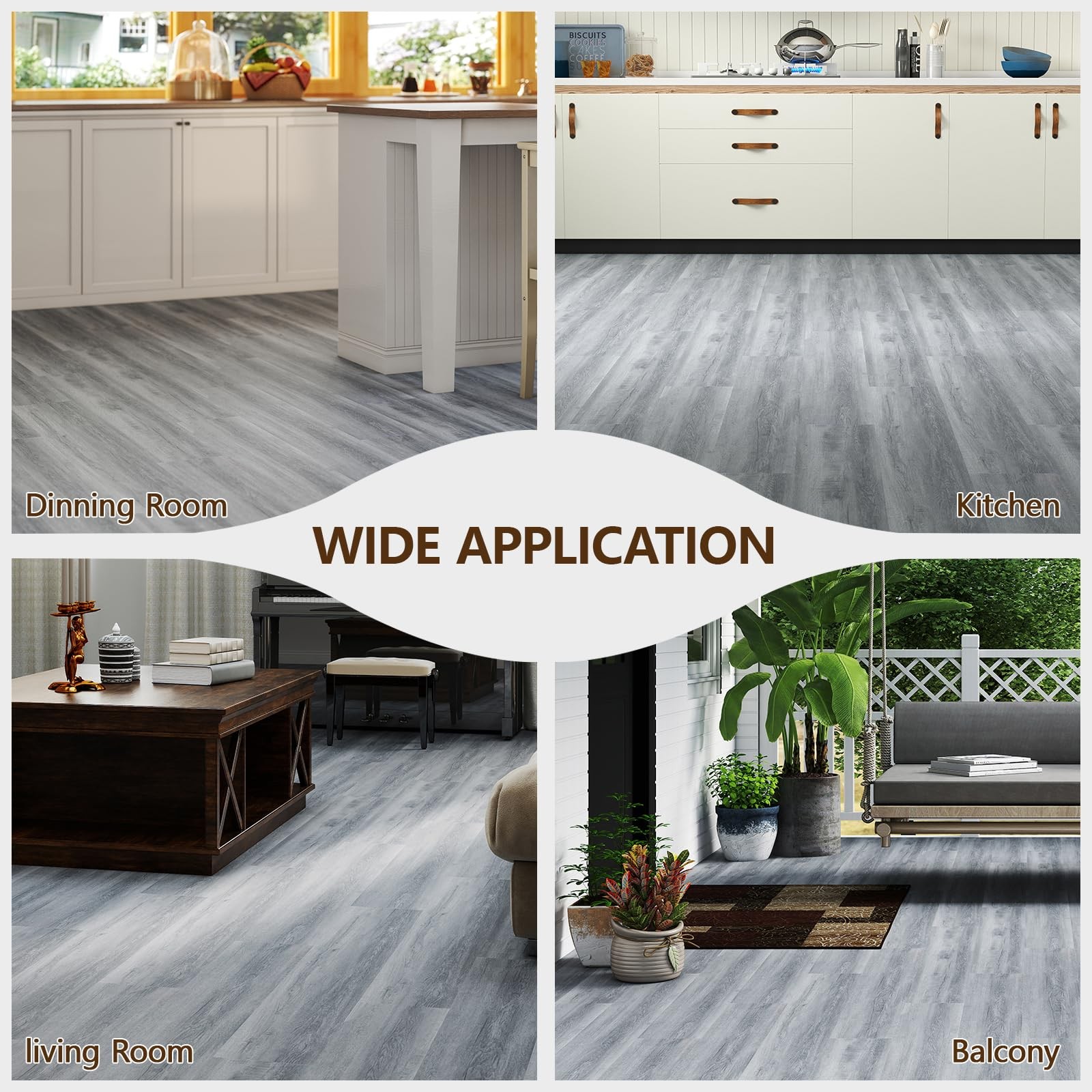 Peel and Stick Floor Tile, 36-Pack 36″x 6″ Light Grey Wood Grain Sticky Tiles…