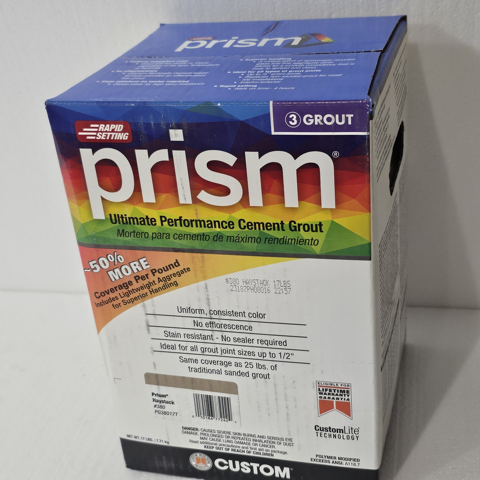 NEW Custom Prism Ultimate Performance Grout – 17 lb Haystack Color