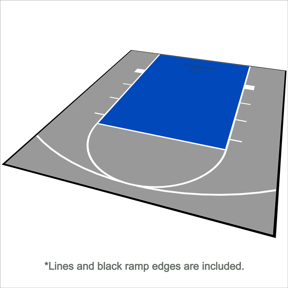 20ft x 24ft Outdoor Basketball Court Kit-Lines and Edges Included Blue/Gray