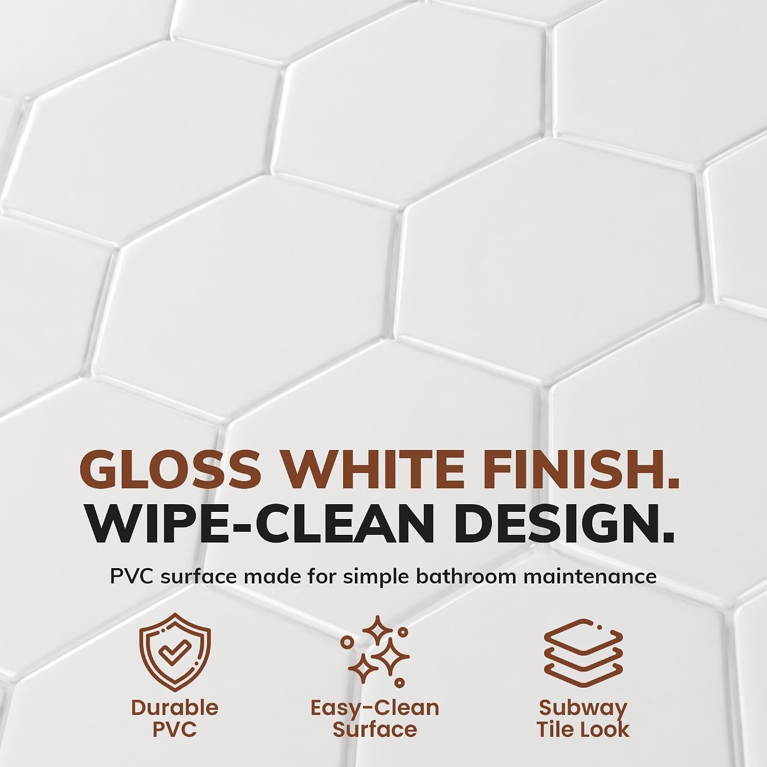 133-WHITE-HEX-KIT Hex Tile – Tub and Shower Wall Panels Surround (Covers/ 96