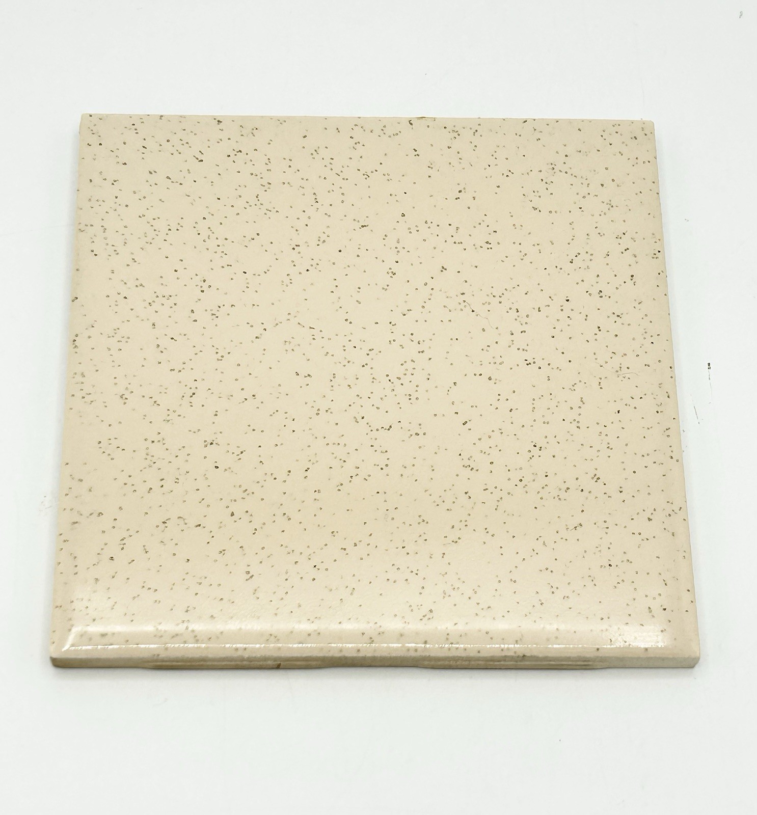 1 pc. Oatmeal Gold Speckled: Glossy Ceramic Tile by Wenczel Tile Co. 4-5/16″